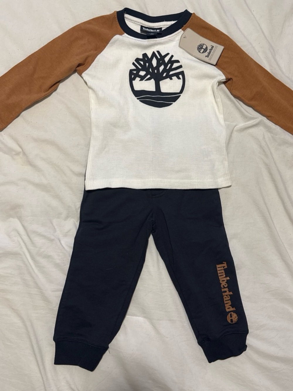 Timberland Navy Joggers with Brown Logo Accent